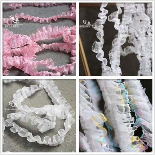 2cm Wide Pleated Lace Trim Handwork Creativity DIY Headwear Collar Cuff Skirt Wedding Dress Decor Lace Designer Accessories
