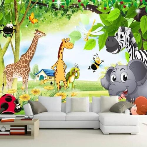 Milofi custom 3D wallpaper mural cartoon childrens room animal story background wall for living room bedroom decoration paintin