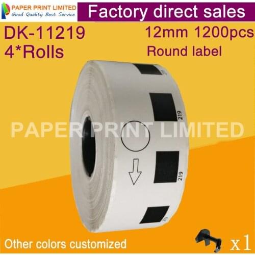 4 Refill Rolls Compatible DK-11219 Label Diameter 12mm Round 1000Pcs Compatible for Brother Printer QL-570/700/710/720 DK-1219