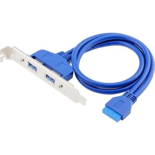 5pcs Chassis Rear PCI Cable Baffle 20Pin to USB3.0 Female Double-Headed Connector Data Transfer Cable Extension Cord 0.5 meters