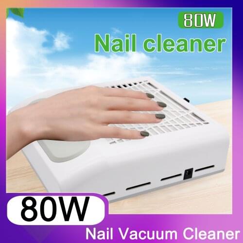 80W Vacuum Nail Dust Collector For Manicure Nails Collector With Fitter Nail Dust Fan Vacuum Cleaner Nail Art Equipment White