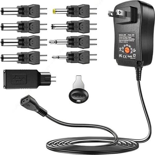 30W 3V To 12V 2A/2.5A AC/DC Adapter US/EU/UK/AU Adjustable Power Adapters USB Universal Charger Power Supply Reversible Polarity