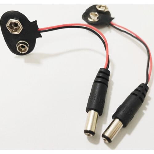 NCHTEK 9Volt 9V BATTERY SNAP ON TERMINAL+DC 5.5x2.1MM Male PLUG/Free Shipping/5PCS