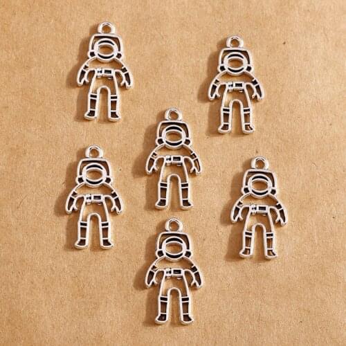 20pcs 13*25mm Alloy Hollow Astronaut Charms for Making Bracelets Pendants Necklaces Handmade DIY Jewelry Craft Accessories