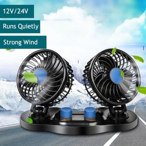 Car vehicle-mounted Dual Fan Car Interior Accessories 360 Degrees-round Car Cooling Swing Fan Ventilation Board Summer 12V/24V