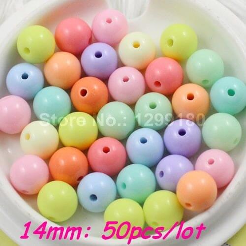 Choice Size 6.8.10.12.14.16.18 20mm Mixed Color Chunky Gumball Bubblegum Acrylic Solid Beads, for DIY Necklace Jewelry (K01745)