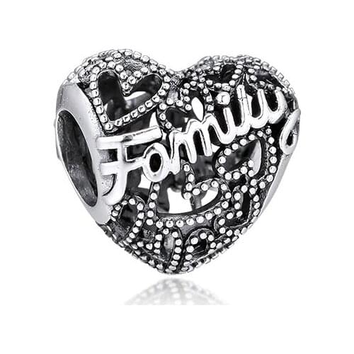 GPY Family Heart Charms 925 Original Fit Pandora Bracelet Sterling Silver Charm Beads for Jewelry Making Jewellery