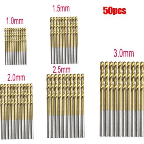 50Pcs Titanium Coated HSS High Speed Steel Drill Bit Set Tool 1mm 1.5mm 2mm 2.5mm 3mm Titanium drill