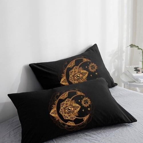 Custom Pillow Case Pillowcase 50x70 50x75 50x80 70x70 Decorative Pillow Cover Boho moon sun mandala Black Bedding Drop Shipping