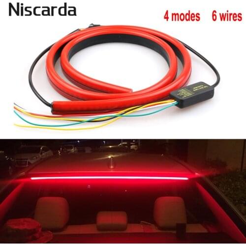 Niscarda 3rd Third Additional Brake Light Bar Rear Tail Red Strip Multifunction High Mount Reverse Stop Signal Warning Lamp