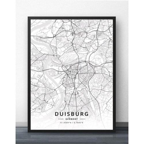 Duisburg Dusseldorf Erfurt Essen Frankfurt Gelsenkirchen Halle Hamburg Hanover Heidelberg Karlsruhe Kiel Germany Map Poster