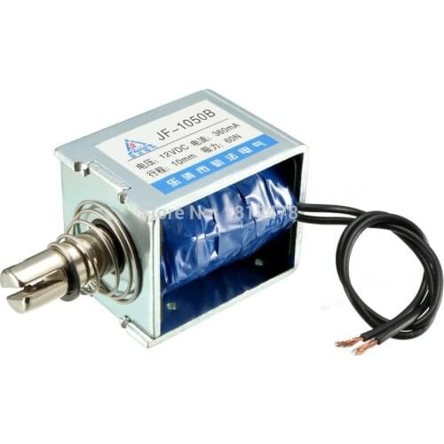 JF1050B DC12V 24V 3A 60N 10mm Stroke Pull Push Type Open Frame Linear Motion Solenoid Electromagnet
