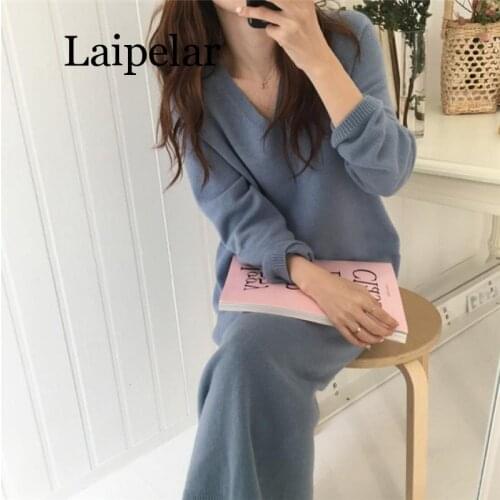 Laipelar Knitted Sweater 2019 New Autumn and Winter Dress Fat Sister Loose Sweater