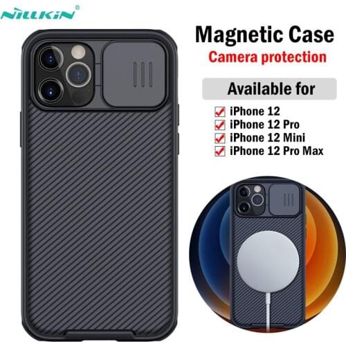 Nillkin Magnetic Case for iPhone 12 Pro Max 12 Mini Case Camshield Pro Camera Protection TPU+PC Back Cover Fit Magsafing Charger
