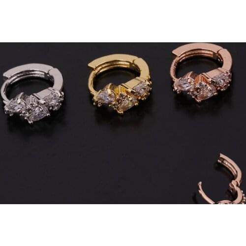 1 PCS Cute Elegant Small Zircon Ear Bone Cuff Hoop Earring Women Simple Mirco Pave CZ Circle Copper Piercing Ear Clip Jewelry