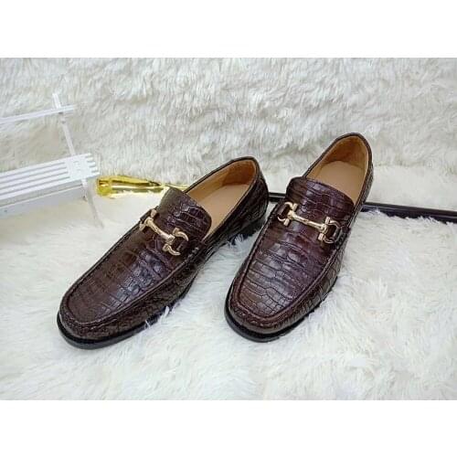 Genuine real crocodile belly skin men shoe, black&brown color matt crocodile belly leather men dress business shoe sneaker