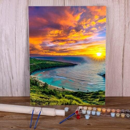 Landscape Sunset∕love Beach DIY Painting By Numbers Package Acrylic Paints 50*70 Picture By Numbers Photo Handicraft