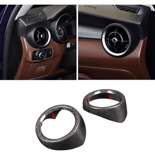 Real Carbon Fiber Car Dashboard Air Vent Cover Trim For Alfa Romeo Stelvio 2017 2018 2019 2020 Accessories