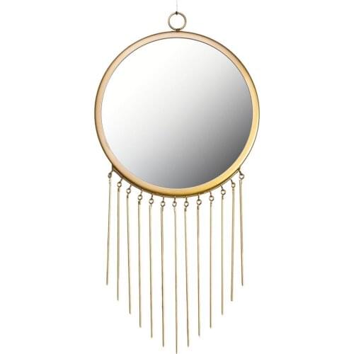 Hanging Wall Mirror Golden Tassels Wall Mirror For Bedroom Office Circular Decorative Mirror Housewarming Gift Wall Mirror