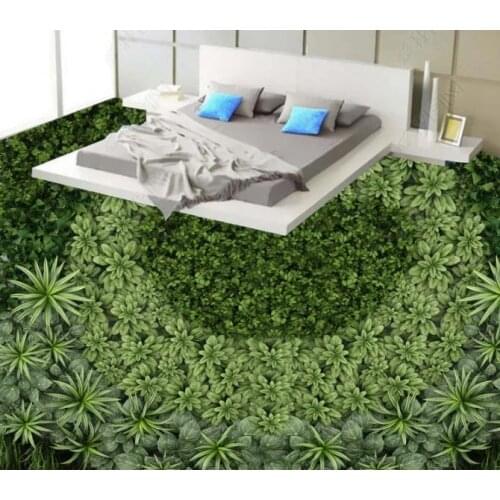 Plant 3D Flooring Wallpaper Creative Bedroom Bathroom PVC Self Adhesive Waterproof 3 D Mural Floor 3D Wallpaper