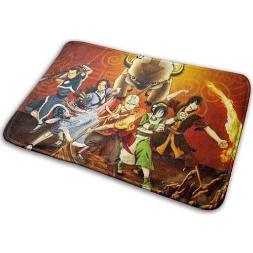 Team And Aang Mat Rug Carpet Anti-Slip Bedroom Entrance Door Mat Anime Appa Katana Characters Sokka Toph Zuko Tai Li Bolin