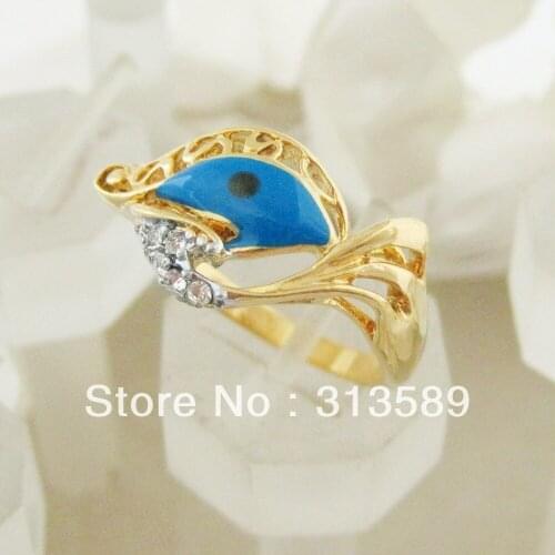 MIN ORDER 10$/CAN MIX DESIGN /NEW - YELLOW GOLD GP OVERLAY ENAMEL Santa Lucia EYE/ EVIL EYE RING SIZE 6 7 8 9/GREAT GIFT