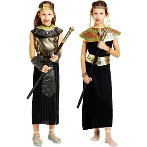 New egyptian anime pharaoh costumes for Halloween party clothes Egyptian pharaoh king purim costume dress for girl