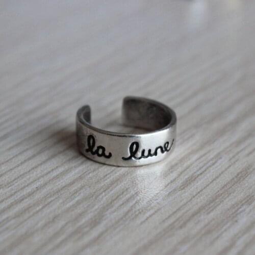Wholesale 10pcs/Lot French "la lune" Moon Ring,Adjustable Retro Style Romantic Love Witness Antique Silver Ring For Men & Women