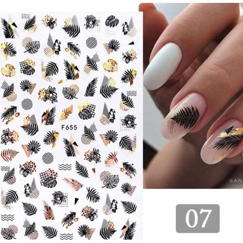 1PC Summer Bronzing Leaf 3D Nail Sticker Holographics Tropical Leaves Tree Birds Transfer Decals Slider For Nails DIY Decoration