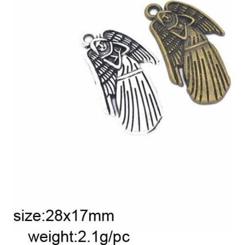 25pcs/lot Alloy Angel Charms 28x17mm Antique Pendant Fit Vintage Tibetan Silver DIY Bracelet Necklace