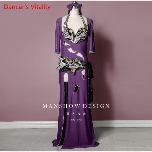 Professional Custom Made Women Belly Dance Luxury Diamond Dance Suit New folk Robes Oriental Dance Costumes