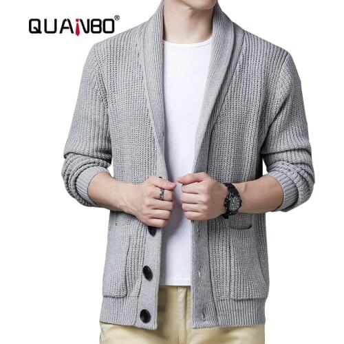 QUANBO Fashion Single Breasted Sweatercoat 2020 Autumn Winter New Thick Korean Casual Knit V-Neck Cardigan Sweater