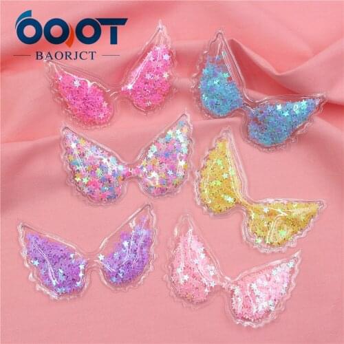 S-1911189,5pcs 7.5*5cm Colored shiny Angel wings Decoration ornament Accessories Plush Hair Decoration,Clothing DIY materials