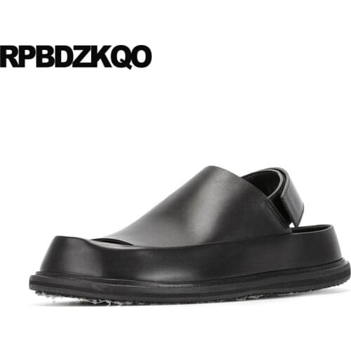 Outdoor summer open toe black beach casual flat sandals famous brand native designer shoes men high quality 2019 genuine leather