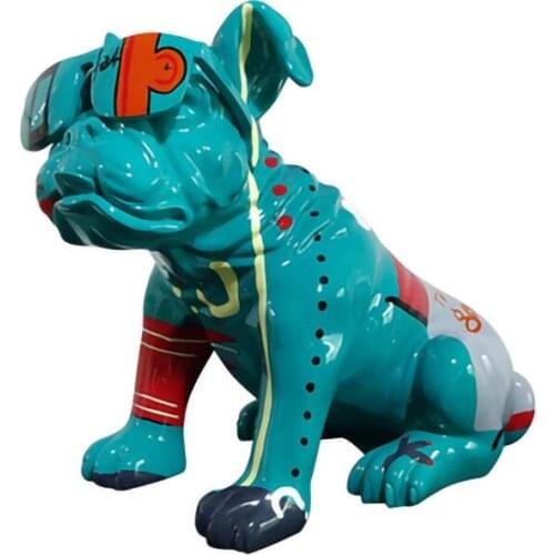 Modern Creative Color Bulldog Graffiti Dog Statue Living Room Ornaments Home Wine Cabinet Office Decor Resin Crafts Sculpture