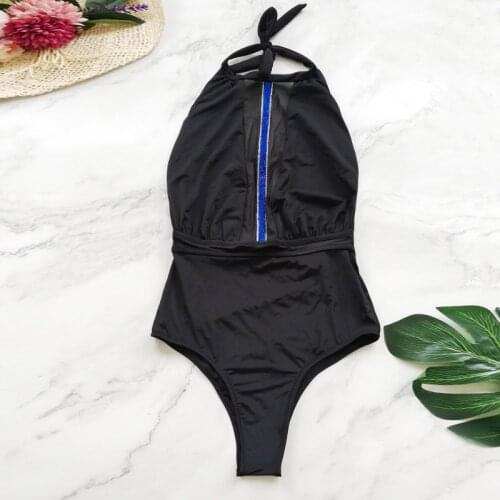 Sport Swimsuits One Piece Bathing Suits Women High Neck Push Up Bodysuit One Piece Black Backless Swimwear Female