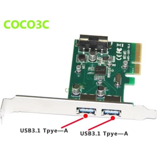 Superspeed 10Gbps 2 ports USB 3.1 Type-A PCI-e Controller Card PCI Express 4x to USB3.1 Converter Adapter