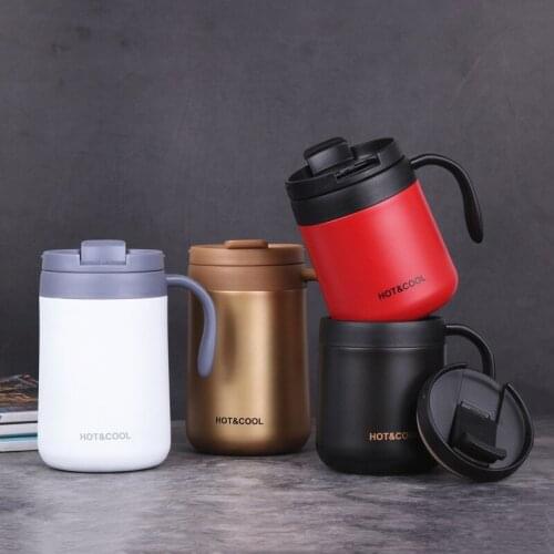 350&500ML Stainless Steel Thermos Mugs with Handle Lid Insulated Vacuum Coffee Cups Water Bottle Office Household Drinkware