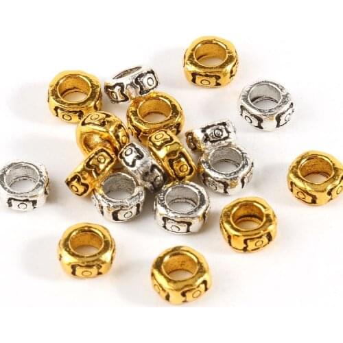 7*4mm Metal Alloy Tibetan Rondelle Spacer Beads Diy Bracelet Necklace Accessories Round Loose Beads for Jewelry Making Supplies