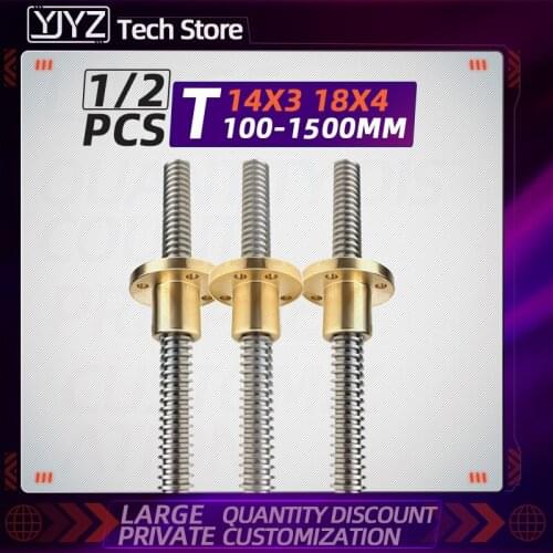 304 stainless steel trapezoidal threaded screw T18*4/T14*3 large screw copper nut diameter 18/14