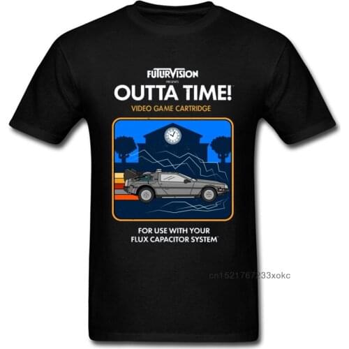 Out Time T-shirt Men Back To The Future TShirt 2019 New Marty Delorean Tops & Tees 100% Cotton Moto Biker T Shirt Fiction Movie