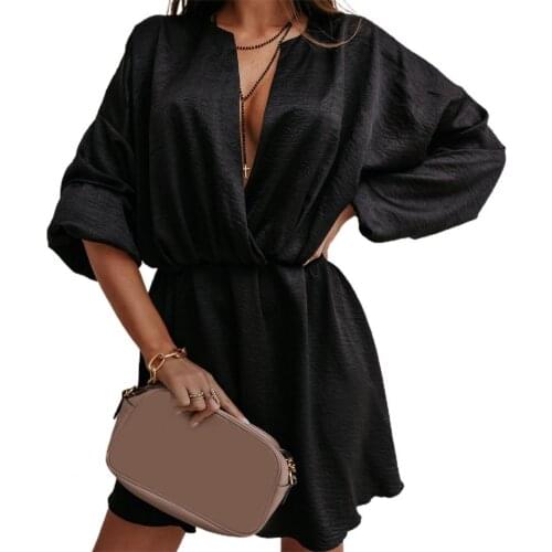 Women Dress V Neck Loose Sexy Women Cross Collar Dresses Summer Hot Casual Elegant Party Dress Womens Clothing платье летнее