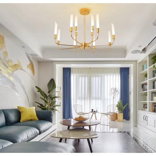 Gold Led lighting glass shade Chandelier for dining Room foyer Modern suspension Luminaire led dinner lamp Restaurant bar Light