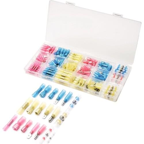 200PCS Assorted Waterproof Heat Shrink Connectors Butt Bullet Spade Crimp Terminals Solder Sleeving