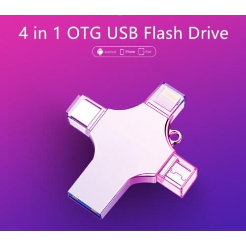 4 in 1 OTG USB Flash Drive Type C Pen Drive 128GB 64GB 32GB 16GB 8GB cle usb 3.0 Pendrive for iOS/Android/PC
