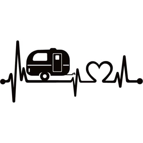 40659# Die-Cut Vinyl Decal Camping Love Heartbeat Lifeline Car Sticker Waterproof Auto Decors on Car Body Bumper Rear Window