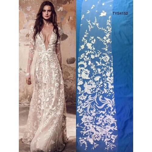 Fashion French Lace Fabric High Quality African Tulle Embroidered flower net Lace Fabric For Wedding 5YARDS