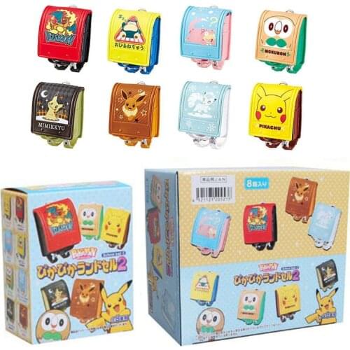 8Pcs/set Anime Pika Charizard Snorlax Slowpoke Eevees Mimikyu Rowlet Vulpix Pokemones Action Figure Backpack Design Toys Gifts