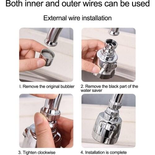 Kitchen Faucet Aerator 360 Rotatable Bent Water Saving Tap Aerator Diffuser Faucet Nozzle Filter Shower Nozzle Tap natural