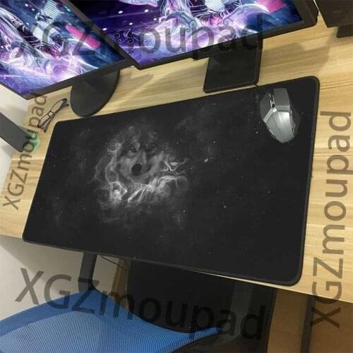 XGZ big mouse pad animal wolf black lock edge office youth computer desk mat non-slip game player mouse pad